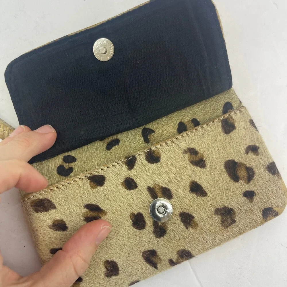 Deena‎ & Ozzy Leather Coin Purse Leopard Print Zip Flap Pouch Western Festival